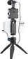 Set vloggingu Cellularline Tripod C Micro, mikrofon i jashtëm, dritë LED, i zi