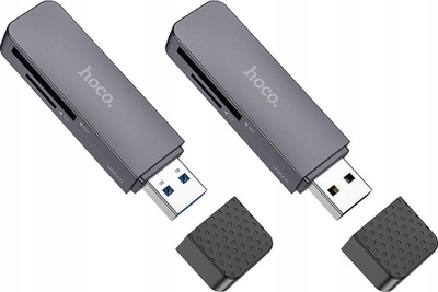 Lexues kartash Hoco HB45, USB 3.0, SD microSD, gri metalik