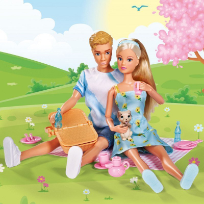 Set kukullash Simba Steffi Love Kevin On A Picnic, 29cm, me aksesorë pikniku, shumëngjyrësh