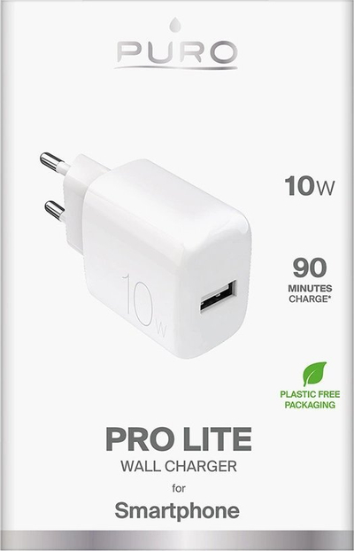 Karikues USB Puro PRO LITE, Type A, 10W, i bardhë