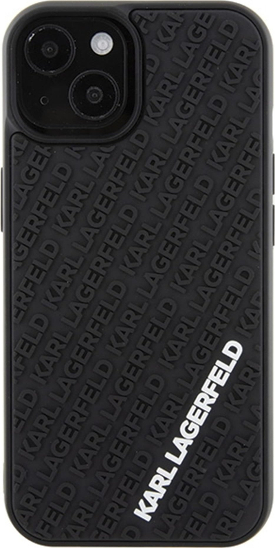 Maskë telefoni Karl Lagerfeld 3D Rubber Multi Logo, për iPhone 15 6.1", e zezë