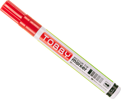 Marker permanent Tobby me bojë vaji, majë mesatare 2.0mm, i kuq