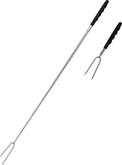 Shkop BBQ palosës për kamp, teleskopik 72 cm, çelik inox, dorezë gome