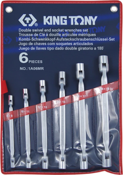 Set çelësa dopio King Tony 1A06MR, 6 copë, 8-19 mm, metalik