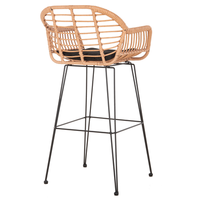 Tabure i lartë bar Allegra HM5640.11, ratan sintetik, metal, bezhë e zezë