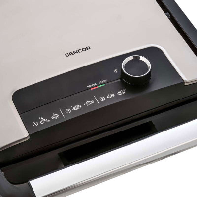 Електричен контакт грил Sencor SBG 3710SS, 2000W, плочи леано железо, сребрен