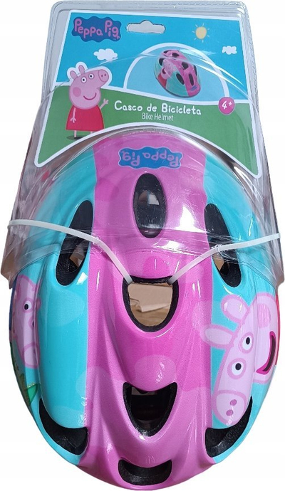 Helmet biçiklete Peppa Pig për kalamaj, madhësia S 52-56 cm, rozë me blu