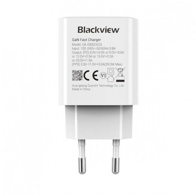 Полнач за ѕид Blackview GaN, 33W, USB Тип C, бел