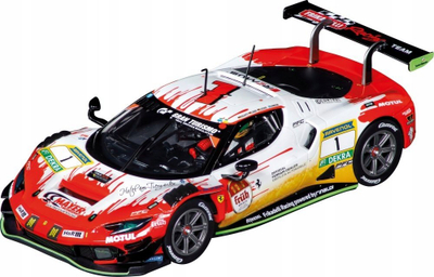 Makina garash Carrera Ferrari 296 GT3 Frikadelli Racing No.1, shkalla 1:24, me drita funksionale, e kuqe e bardhë