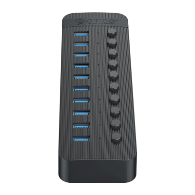 Hub USB Orico CT2U3-10AB, 10 porta USB-A 3.0, me çelësa më vete për çdo port, ngjyrë e zezë
