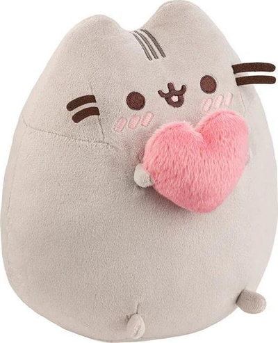 Lodër pelushi Pusheen me zemër, 24cm, gri shumë e butë
