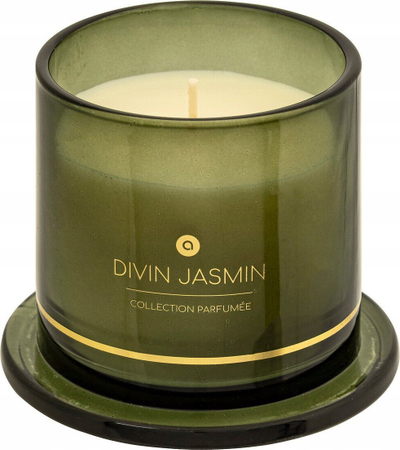 Qiri me aromë Atmosphera Divin Jasmin, 240g, me kapak xhami, jeshil