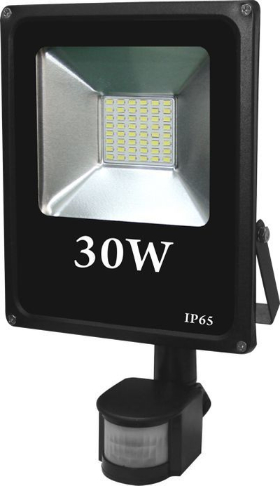 Reflektor me sensor lëvizjeje Volteno Slim IP65 (VO0768), LED, 30W, i zi