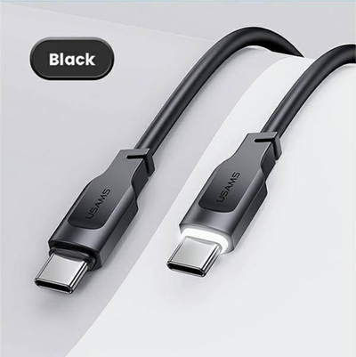 Kabllo USB Usams Lithe Series, USB C me USB C, 1.2 m, 100W, e zezë