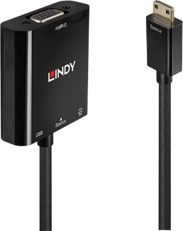 Përshtatës Lindy USB-C to VGA (38286), i zi