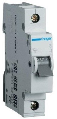 Ndërprerës automatik Hager MB106A, 1P B 6A, 6kA, gri