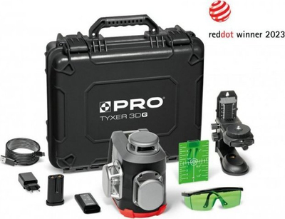 Nivelues lazer Tyxer 3DG Plus, multi-line 360°, rreze jeshile, me set