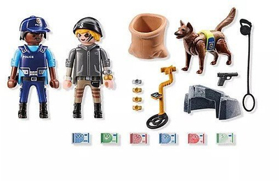 Сет играчки Плејмобил 71731 Action Heroes Police Search, полицаец и полициско куче, шарен
