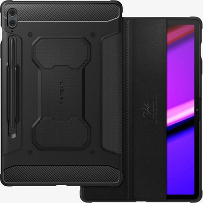 Kuti tablet Spigen Rugged Armor Pro për Samsung Galaxy Tab S9 FE Plus 12.4", mbrojtëse palos me mbajtëse S Pen, e zezë