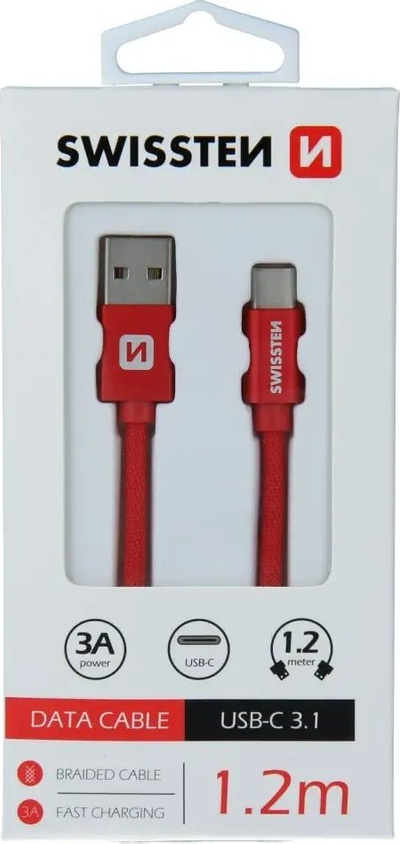 Kabllo USB Swissten USB A në micro USB, 1.2m, 3A, e kuqe
