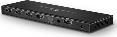 Splitter HDMI Lindy 38231, 4 porta 4K UHD, dalje audio optike edhe analoge, i zi
