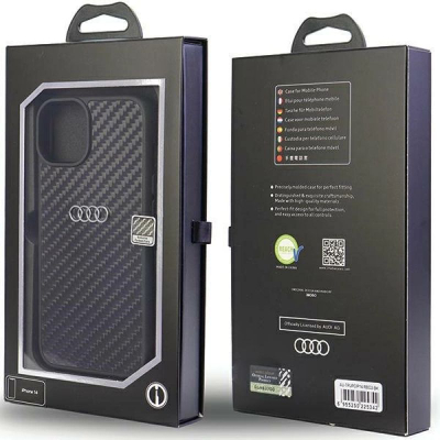 Futrollë Audi Carbon Fiber për iPhone 14 6.1", hardcase, e zezë