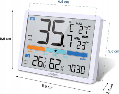 Stacion moti Meteo SP109, sensor 1.5m, temperaturë dhe lagështi, i bardhë