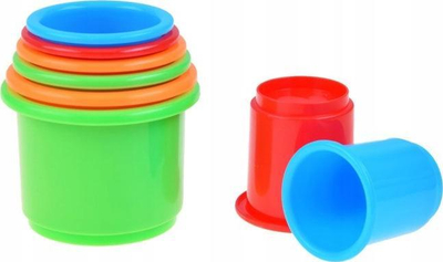 Lodër piramidë Little Tikes Building Beakers, kupa për t’i vënë njëra mbi tjetrën me lepurush, shumëngjyrëshe