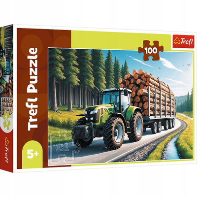Puzzle Trefl Kids Forestry Tractor, 100 pjesë, shumëngjyrësh