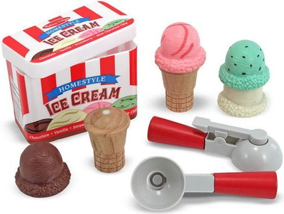 Set lojrash Melissa &amp; Doug Scoop and Stack Ice Cream Cone, prej druri, me magnet, me ngjyra