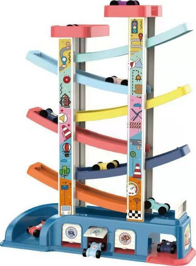 Lodër rampë garu per makina Leantoys, me 6 makina, shumëngjyrëshe