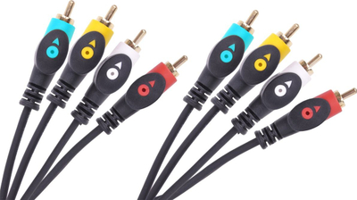 Kabllo audio-video Cabletech 4RCA në 4RCA, 3m, e zezë
