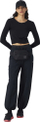 Bluzë crop Champion Crewneck W 117435, me mëngë t’gjata, pambuk, e zezë