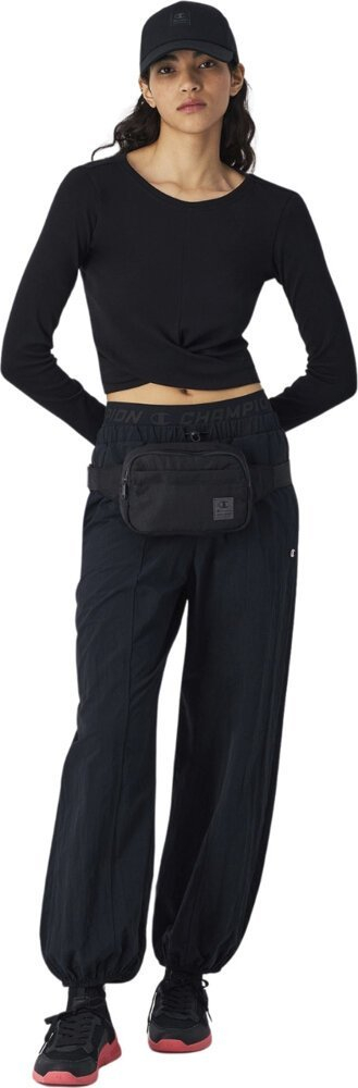 Bluzë crop Champion Crewneck W 117435, me mëngë t’gjata, pambuk, e zezë