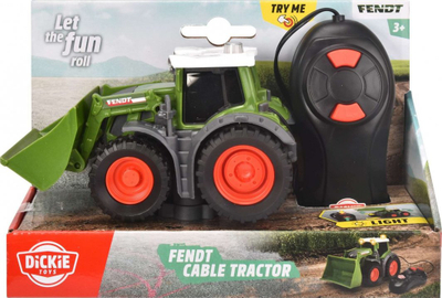 Lodër traktor Dickie Toys Fendt Cable Tractor, me telekomandë me kabllo, drita dhe tinguj, jeshil