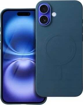 Futera silikoni Mag Cover për iPhone 16 Plus, kompatible MagSafe, blu e errët