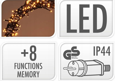 Kurorë dritash LED Deco, 300 LED, Ø 38 cm, dritë e ngrohtë e bardhë