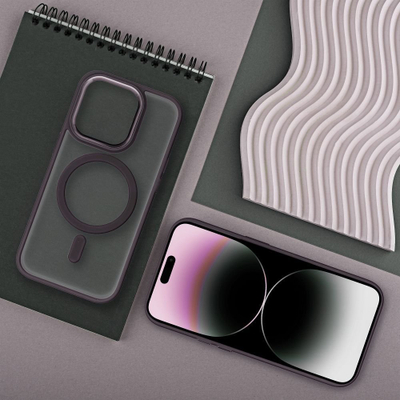 Futrollë Matte Mag Cover për iPhone 15 Plus, MagSafe, transparente mat, lejla