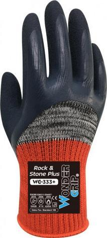 Dorëza pune Wonder Grip WG-333+ Rock &amp; Stone Plus, madhësia 11/XXL, portokalli gri