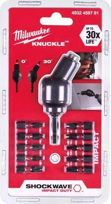 Set bitash Milwaukee 4932459781 Knuckle, mbajtës i rregullueshëm 0–30°, Drive 1/4"