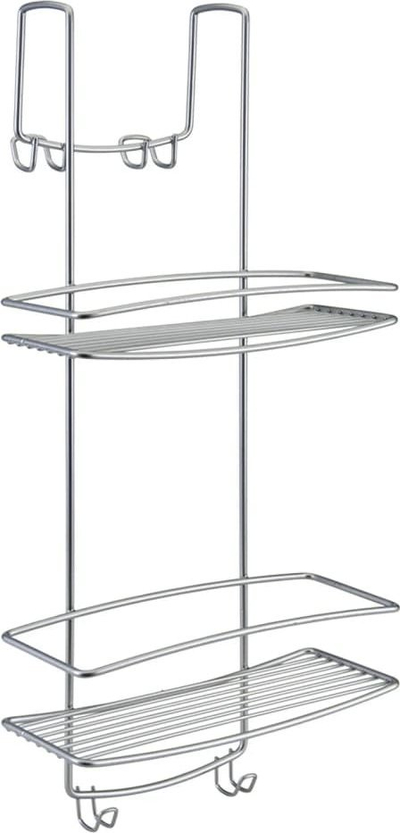 Raft dushi Metaltex Overdoor Caddy Polytherm, 2 nivele, çelik rezistent ndaj ndryshkut, argjendi mat