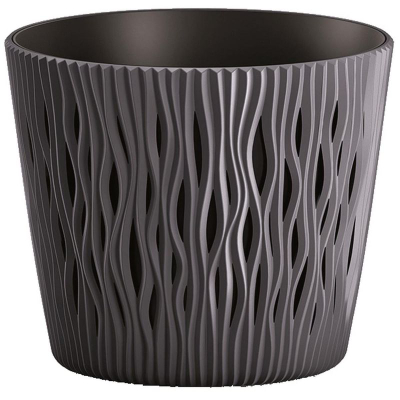 Vazo plastike Conforama Sandy Round, 5L, 22.5 x 19.2 cm, gri e errët