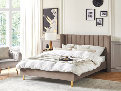 Shtrat Beliani Villette, 160 x 200 cm, kadife, taupe