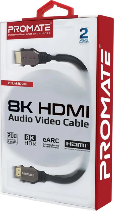 Kabllo HDMI Promate 2.1, 2m, e zezë