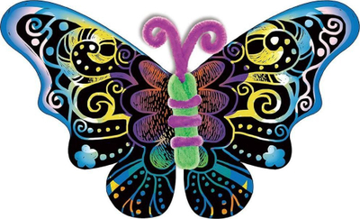 Set kreativ me gërvishtje Russell CH211787 Scratch Art Butterflies, për kalama, shumëngjyrësh
