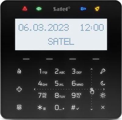 Tastierë alarmi Satel INT KSG2R B Perfecta Integra, ekran me prekje, lexues karte MIFARE, e zezë