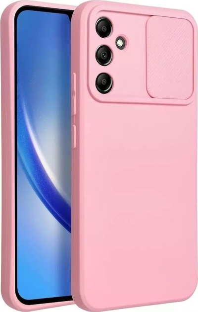 Futrollë telefoni Slide për Samsung Galaxy A34 5G, TPU, mbrojtëse me kapak kamere, rozë e çelët