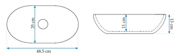 Lavaman mbi banak Rea Amelia, oval, 48.5 x 35 cm, i bardhë