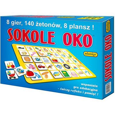 Lojë tavoline Adamigo Sokole Oko, set edukativ 8 në 1, për kalamaj