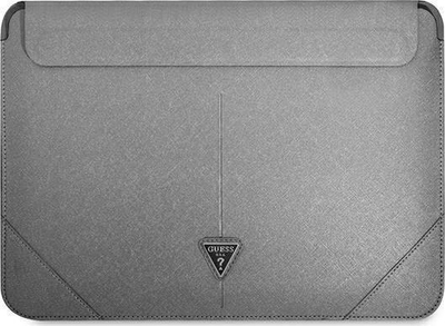 Futrollë Guess Sleeve GUCS14PSATLG për laptop 13-14", lëkurë Saffiano, ngjyrë argjendtë